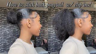 NATURAL SLICK BACK PONYTAIL W CLIP INS!