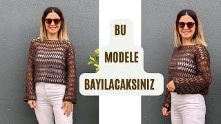 HERKESİN KOLAYLIKLA YAPABİLECEĞİ ŞIK DÖKÜMLÜ BLUZ  #knitting