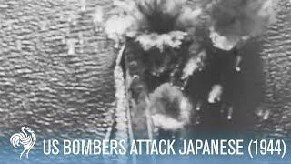 Aerial Footage: US Dive Bombers Attack Japanese Warships (1944) | War Archives
