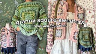 ˚🪡 Granny Square Sweaters | Zip Up Hoodie & Jumper | Scrap Yarn Projects ep 5