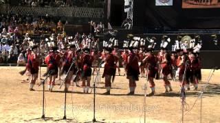 Sumi or Sema Naga dance troupes performing, Nagaland