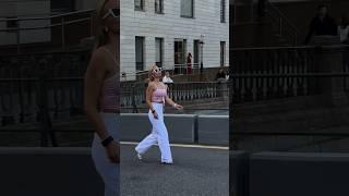 Russian Girl in white jeans  walking in Saint Petersburg #fashion #dress @mikeorda