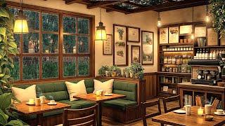 Cozy Coffee Shop Ambience & Rain on the Window – Perfect for Relaxing Jazz Music