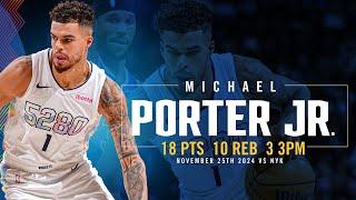 Michael Porter Jr Second Straight Double-Double vs. Knicks | Full Game Highlights 11/25/24