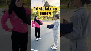 Will she Beat me for FREE Shoes..  #basketball #challenge