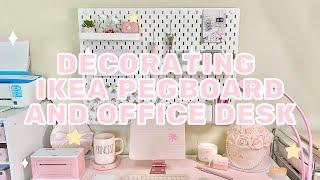 DECORATING MY IKEA SKADIS PEGBOARD, DESK ORGANIZATION AND UNBOXING PINK AMAZON FINDS!