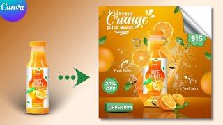 Fruit Juice Product Ad Poster in Canva | Product Commercial