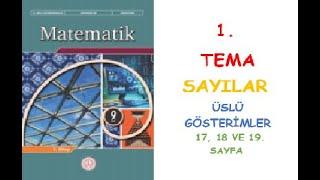 9. SINIF MATEMATİK DERS KİTABI MEB YAYINLARI 1. TEMA ÜSLÜ GÖSTERİMLER 17, 18 VE 19. SAYFA