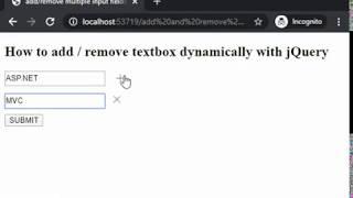 Add/remove multiple input fields dynamically with jQuery