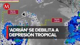 Tormenta tropical 'Adrián' se debilita tras alejarse de Baja California Sur