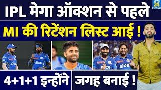 IPL Auction : Mumbai Indians की Retention List Final | Hardik | Rohit | Suryakumar | Akash Ambani |