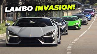 180+ Lamborghini arriving at the BIGGEST event of the year! - 2024 Lamborghini Arena