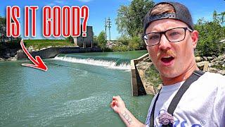 What's Hiding Beneath This UNEXPLORED ROLLER DAM?!? (Desolate River Fishing)