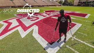 How a FOOTBALL FIELD is PAINTED for Game Day | Sports Dissected
