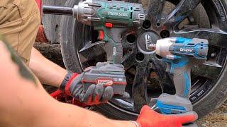 Drillpro Brushless Cordless Impact Wrench and Parkside PASSK 20-Li A1 - X 20 V 4 AH- Wheel Change 