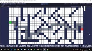BFS(Breadth-First Search) to find the shortest path using Unity3D game engine