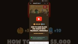 How to earn $5,000 per month with telegram| Memegrils Youtube Video Code