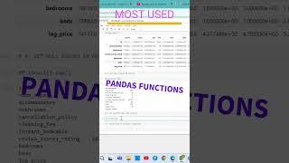 पांडा के सबसे अधिक उपयोग किये जाने वाले कार्य | PYTHON |  #python  #pandas #shorts #trendingshort