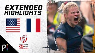 USA v. France | 2024 HSBC WORLD RUGBY SEVENS HIGHLIGHTS | 4/7/24 | NBC Sports