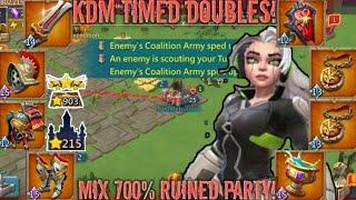 lords mobile: MYTHIC RALLY TRAP DESTROYS KDM VLK RALLY SQUAD IN K1010! TIMED DOUBLES MIX 700 DEFENCE