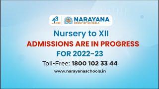 Admissions Are in Progress for 2022 - Narayana E-Techno School