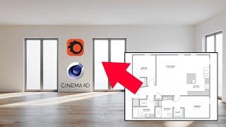 C4D & Corona - Modeling an interior using a floorplan | Super easy!