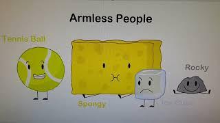 Armless People BFDI Has A People Tennis Ball Spongy Ice Cube Rocky Has Ten Symbol Points