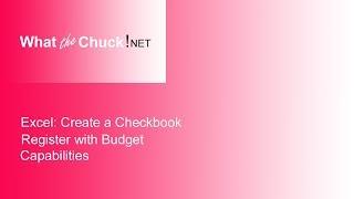 Create a Checkbook Register with Budget Capabilities