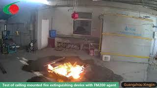 Test of ceiling mounted fire extinguishing device with FM200