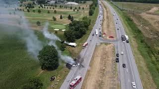 Aerial footage of fatal crash on I-81