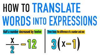 TRANSLATING WORDS INTO ALGEBRAIC EXPRESSIONS!