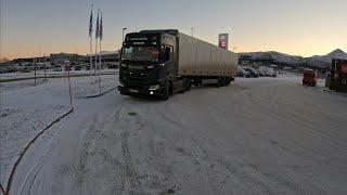 POV Truck Driving Scania R540 XT-First snow in Lofoten-Northern Norway-Small road 815