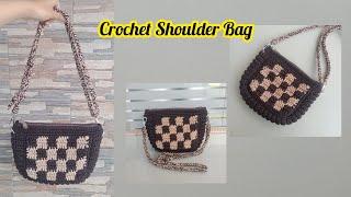 CROCHET CHECKERED SHOULDER BAG TUTORIAL