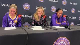 LA Sparks’ Sarah Ashlee Barker, Lynne Roberts, Azura Stevens on missing Kelsey Plum in blowout loss