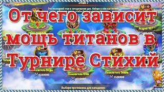 Хроники Хаоса турнир стихий мощь противников на разных этапах турнира при разной мощи титанов, тест