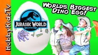 Giant JURASSIC WORLD DINOSAUR Egg! Toy Surprises with HobbyBobby