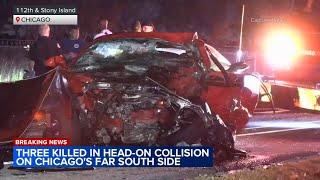 3 killed, 1 injured in head-on crash on Far South Side, Chicago police say