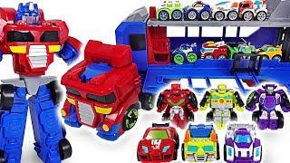 Wow! King Kong! Transformers Rescue Bots Flip Racers, Optimus Prime track trailer! Go! - DuDuPopTOY