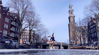 Amazing Top Figure Skater At Frozen Amsterdam Canal - February 14, 2021 13:15