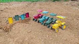 Mini tractor trolley shoes trolley got buried in the farm soil tractor cartoon video