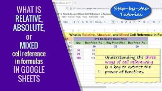 Google Sheets | Relative | Absolute | Mixed | Cell Reference | Example | Spreadsheet | Tutorial