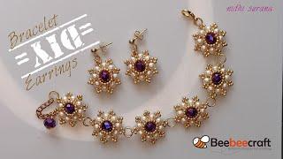 Royal Pearl Bracelet & Earrings/Beaded Jewelry making Tutorial Diy