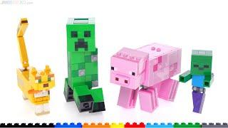 LEGO Minecraft BigFig Creeper & Ocelot + Pig & Baby Zombie reviews! 21156 21157