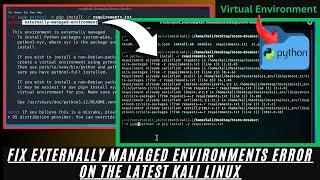 Fix 'Externally Managed Environment' Error in Python | Pip Install requirement.txt error fixed kali