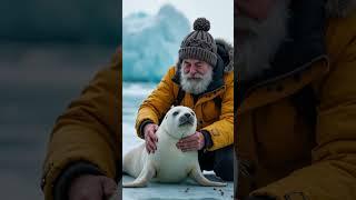 An old activist saved a nerpa seal by igniting the barnacles #seal #sealife #wildliferescue