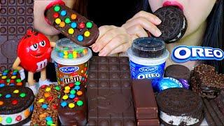 ASMR M&M'S MAGNUM ICE CREAM, OREO ICE CREAM, CHOCOLATE CAKE, M&MS DARK CHOCOLATE BAR, CADBURY EGG 먹방