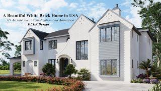 A Beautiful White Brick House | 3D Architectural Visualization | Exterior Walkthrough Animation |