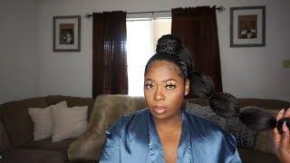 Top Bubble Ponytail On Natural Hair w/ Kanekalon BRAIDING Hair | No Heat