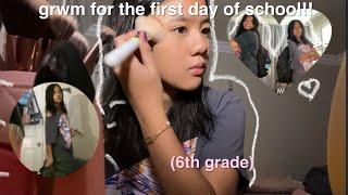 first day of school: grwm, waking up early, fit check || 6th grade EP. 2