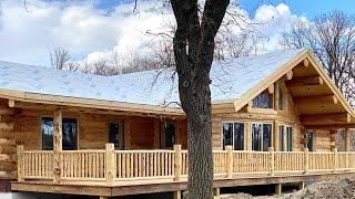 Log Home Single Level Tour- Meadowlark’s Lakeside Dried-In